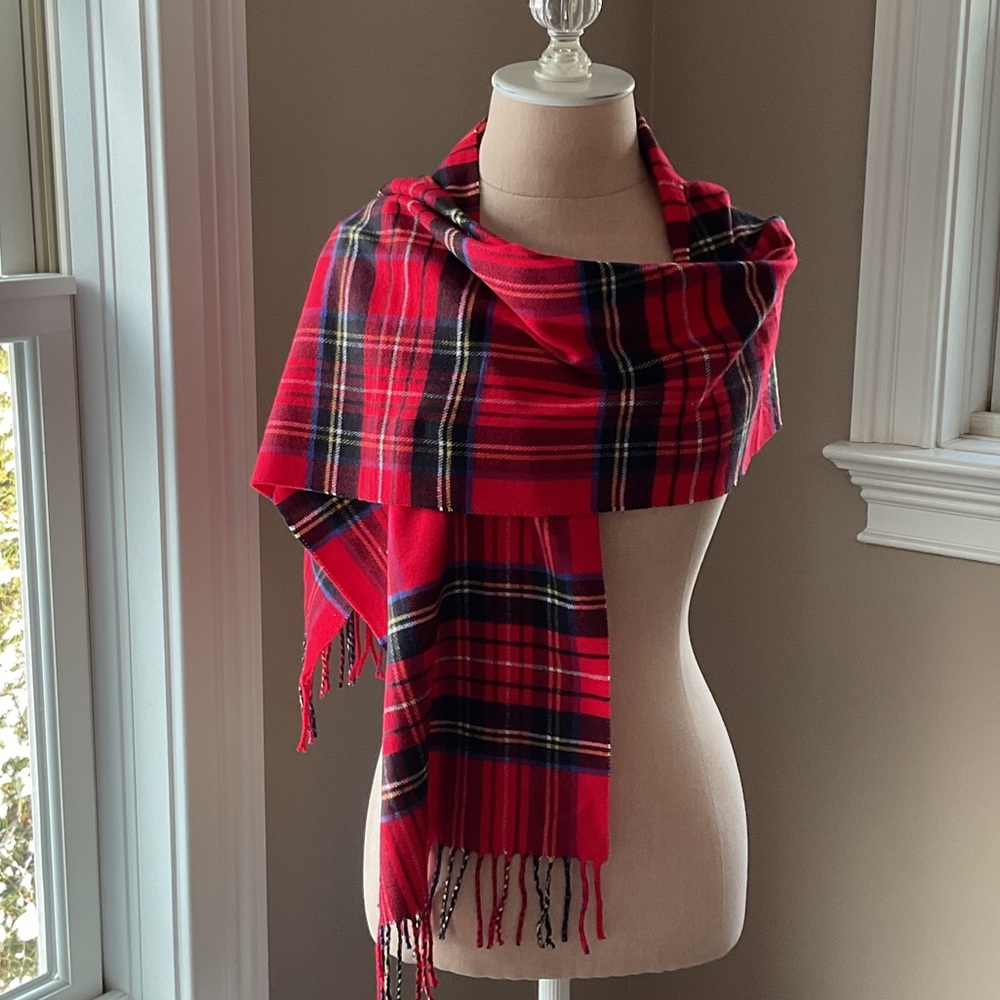 Scottish Cashmere Red Tartan Scarf